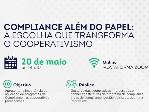 Evento vai mostrar como o Compliance pode gerar resultados nas cooperativas
