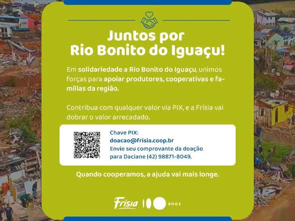 Frísia realiza campanha de arrecadação de recursos para população de Rio Bonito do Iguaçu (PR)