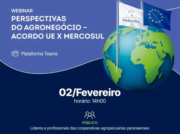 Sistema Ocepar promove webinar sobre o acordo entre o Mercosul e a União Europeia