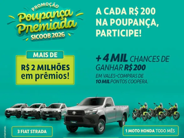Sicoob distribui mais de R$ 2 milhões em prêmios na Poupança Premiada 2026